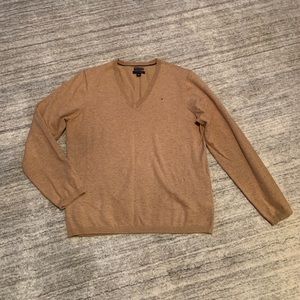 TOMMY HILFIGER Tan V-Neck Sweater, Sz XL